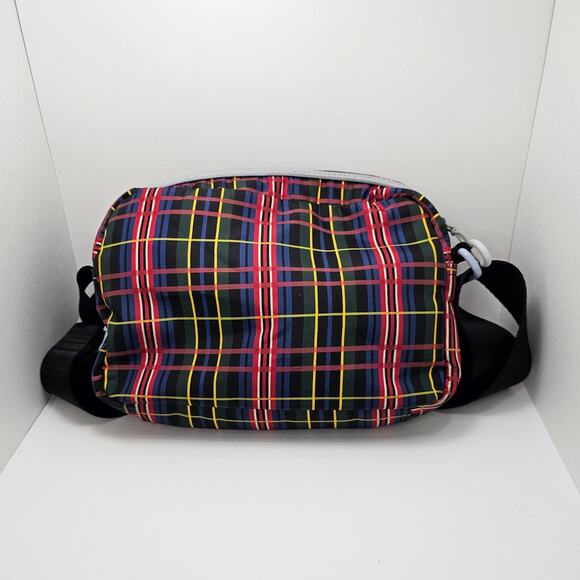GANNI Seasonal Recycled Tech Festival Crossbody Bag Red/Black Tartan - Picture 2 of 6